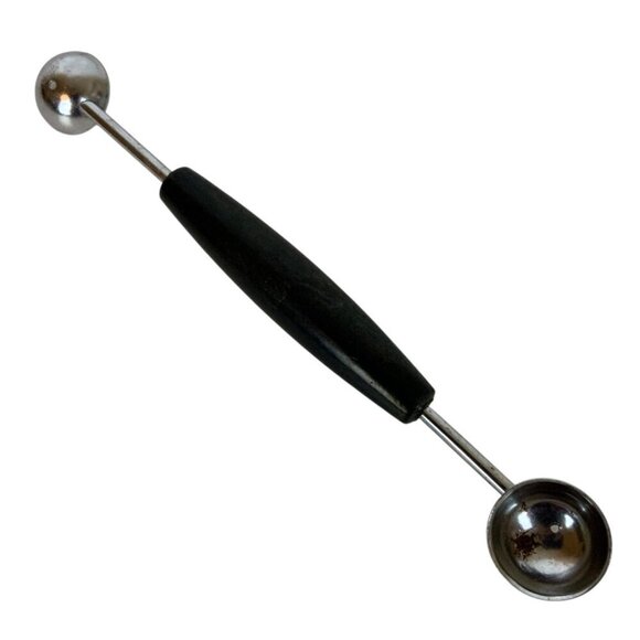 Vintage Ekco Double-Sided Melon Baller Chrome & Black Handle Made in USA - Picture 2 of 3